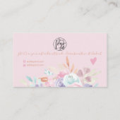 Roze zachte pastel bloemige waterverf orde dank u visitekaartje (Achterkant)