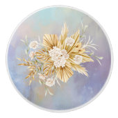 Roze Zachte Pastel Pampas Gras Bloemen Lade Keramische Knop (Voorkant)