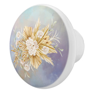 Roze Zachte Pastel Pampas Gras Bloemen Lade Keramische Knop