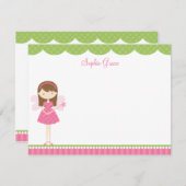 Roze, zachte platte briefkaart (Voorkant / Achterkant)