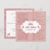 Roze zachte prinses glitter glinstering verjaardag kaart (Voorkant / Achterkant)