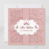 Roze zachte prinses glitter glinstering verjaardag kaart (Voorkant)