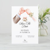 Roze zachte ring huwelijksuitnodiging voor koppels save the date (Staand voorkant)