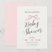 Roze zachte strik baby shower kaart (Voorkant / Achterkant)