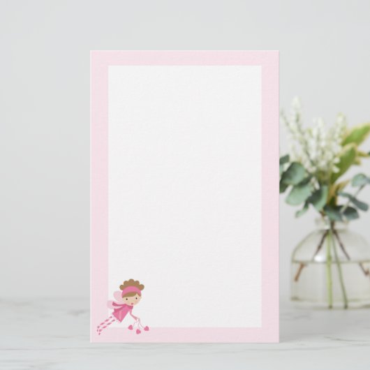 Roze zachte Valentijnsdag Briefpapier (Staand voorkant)