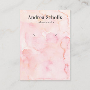 Roze Zachte Waterverf Vetgedrukte Sieraden Oorbel  Visitekaartje