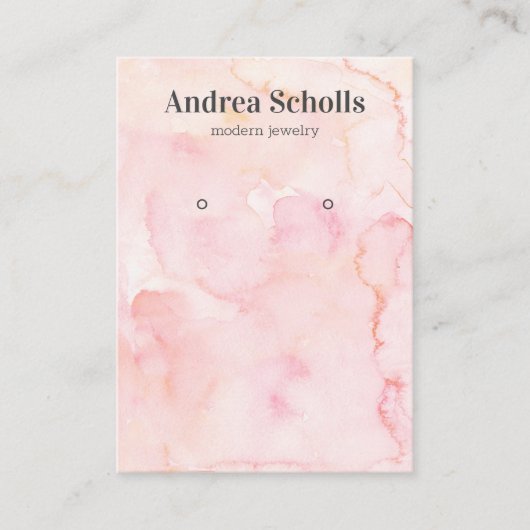 Roze Zachte Waterverf Vetgedrukte Sieraden Oorbel Visitekaartje (Voorkant)