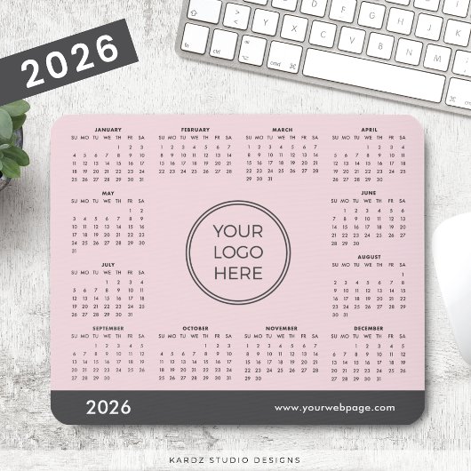 Roze Zakelijk Logo 2026 Agenda Muismat