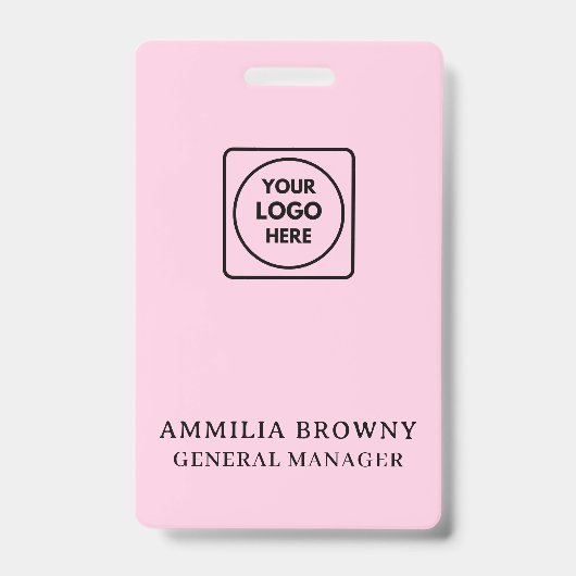Roze Zakelijk Logo | Modern Personeel Staff Ontwer Badge (Voorzijde)