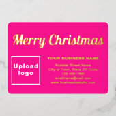 Roze Zakelijk Merk op Kerstmis Rechthoek Folie Feestdagenkaart (Voorkant)