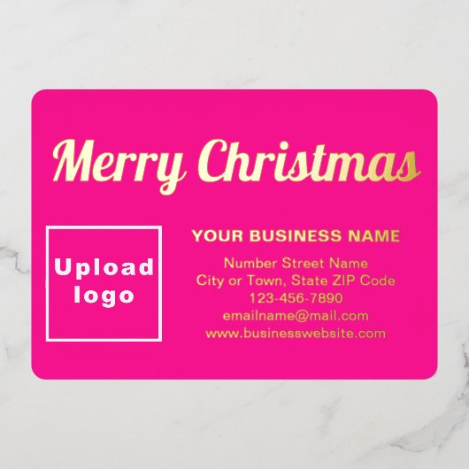 Roze Zakelijk Merk op Kerstmis Rechthoek Folie Feestdagenkaart (Voorkant)