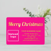 Roze Zakelijk Merk op Kerstmis Rechthoek Folie Feestdagenkaart (Staand Voorkant)