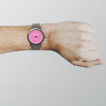 Roze Zakelijk Merk op Mannen Horloge<br><div class="desc">Uw zakelijke logo op roze achtergrond op mannen Accessoire dat u in uw promotieproducten, weggeefartikelen of geschenken aan uw klanten of klanten kunt opnemen om uw bedrijf te adverteren of om uw merk te promoten. horloge dat u uw bedrijf logo kunt zetten om naamsbekendheid op te bouwen. Controleer het uiterlijk...</div>