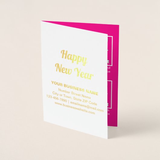 Roze Zakelijk Merk op Nieuwjaar Folie Kaart (Voorkant)