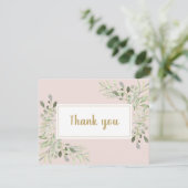 Roze Zakelijk Script Dank u Spring Leaves Kaart (Staand voorkant)