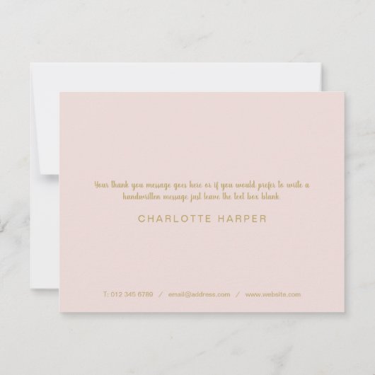 Roze Zakelijk Script Dank u Spring Leaves Kaart (Achterkant)