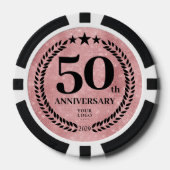 Roze Zakelijke 50ste Verjaardag Poker Chips (Voorkant)
