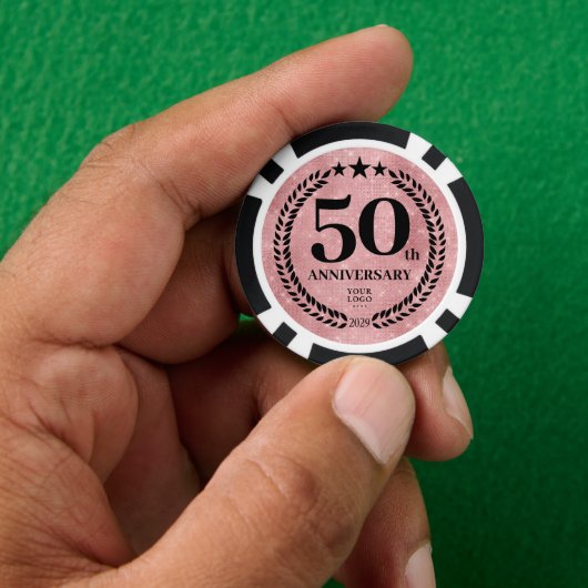 Roze Zakelijke 50ste Verjaardag Poker Chips (Hand)