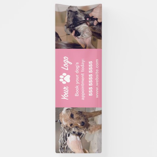 Roze zakelijke banner met 2 foto's en Logo (Verticaal)