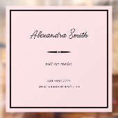 Roze Zakelijke Kantoor Naam Lijst Zwart Raamsticker (Vel 2)