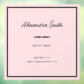 Roze Zakelijke Kantoor Naam Lijst Zwart Raamsticker (Vel 3)