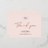 Roze zakelijke Logo Hartelijk dank Pakket invoegen Folie Uitnodiging Briefkaart (Voorkant / Achterkant)