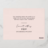 Roze zakelijke Logo Hartelijk dank Pakket invoegen Folie Uitnodiging Briefkaart (Achterkant)