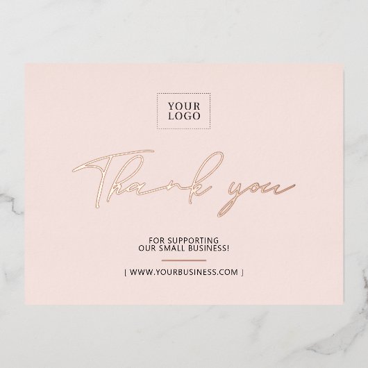 Roze zakelijke Logo Hartelijk dank Pakket invoegen Folie Uitnodiging Briefkaart (Voorkant)