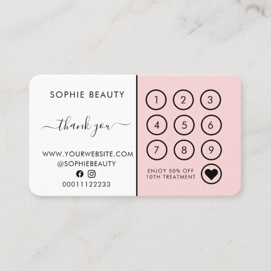 Roze zakelijke Logo Trendy Hartelijk dank Klantenkaartje (Voorkant)
