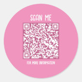 Roze | Zakelijke QR-code scanbaar Ronde Sticker (Voorkant)