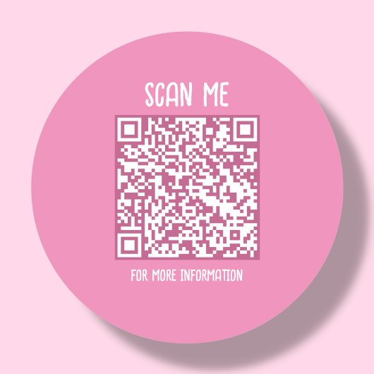 Roze | Zakelijke QR-code scanbaar Ronde Sticker