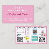 Roze Zakelijke QR Codes Logo Foto's 3.5 x 2.0 Visitekaartje (Voorkant / Achterkant)