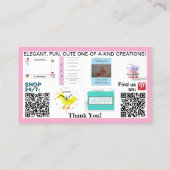 Roze Zakelijke QR Codes Logo Foto's 3.5 x 2.0 Visitekaartje (Achterkant)