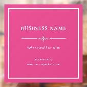 Roze Zakelijke Salon Naam Wit Lijst Raamsticker (Vel 2)