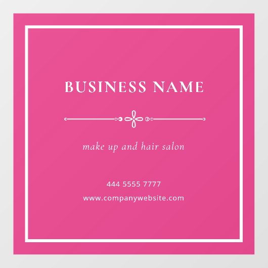 Roze Zakelijke Salon Naam Wit Lijst Raamsticker (Vel)