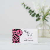 Roze zakelijke Zebra-tv-kaart Visitekaartje (Staand voorkant)