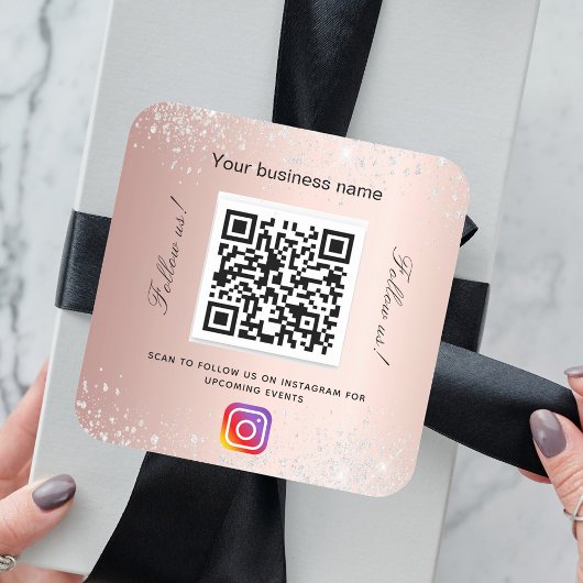 Roze zakennaam qr-code instagram vierkante sticker