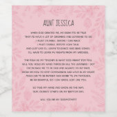 Roze zal je mijn godmoeders waslabel zijn wijn etiket (Enkel label)