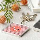 Roze zalm Deer, Aangepast monogram, Gepersonalisee Sleutelhanger (Zijkant)