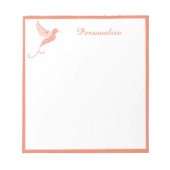 roze zalm Hummvogel op maat Notitieblok (Voorkant)