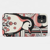 Roze Zalm Pinguïn Kunst in Geometrie Retro Pastel Case-Mate iPhone Case (Achterkant (horizontaal))