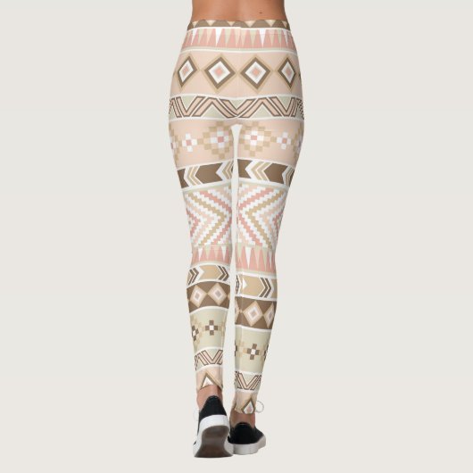 Roze Zand Beige Tribal Aztec Stripe Legging (Achterkant)