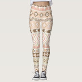 Roze Zand Beige Tribal Aztec Stripe Legging (Voorkant)