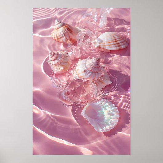 Roze zand en schelpen Mermaidcore esthetiek Poster (Voorkant)
