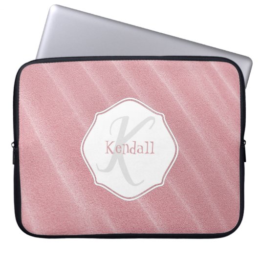 Roze zand rimpels, speciaal voor laptops ontworpen laptop sleeve (Voorkant)