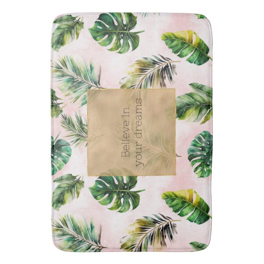 Roze Zand Tropische bladeren Badmat (Voorkant Verticaal)