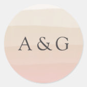 Roze zand | Waterverf Ombre Wedding Monogram Ronde Sticker (Voorkant)