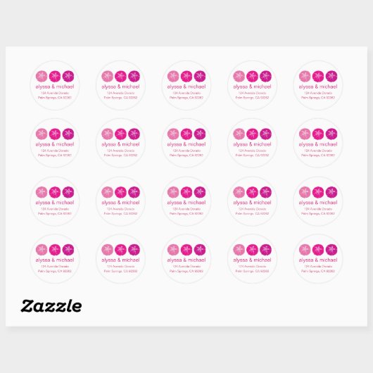 Roze Zanddollar Adresetiketten Ronde Sticker (Vel)