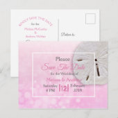 Roze Zanddoller Thema Trouw Save the Date Aankondigingskaart (Voorkant / Achterkant)