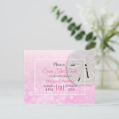 Roze Zanddoller Thema Trouw Save the Date Aankondigingskaart (Staand voorkant)